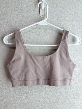 Quince Organic Cotton Bralette Bra Beige Pink Medium